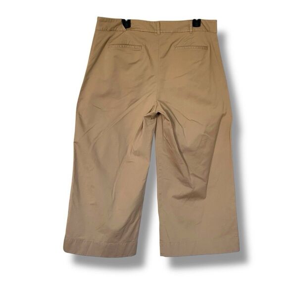 Lauren Ralph Lauren Cropped Wide Leg Pants Size 14 Tan Khaki Lightweight - Picture 2 of 8